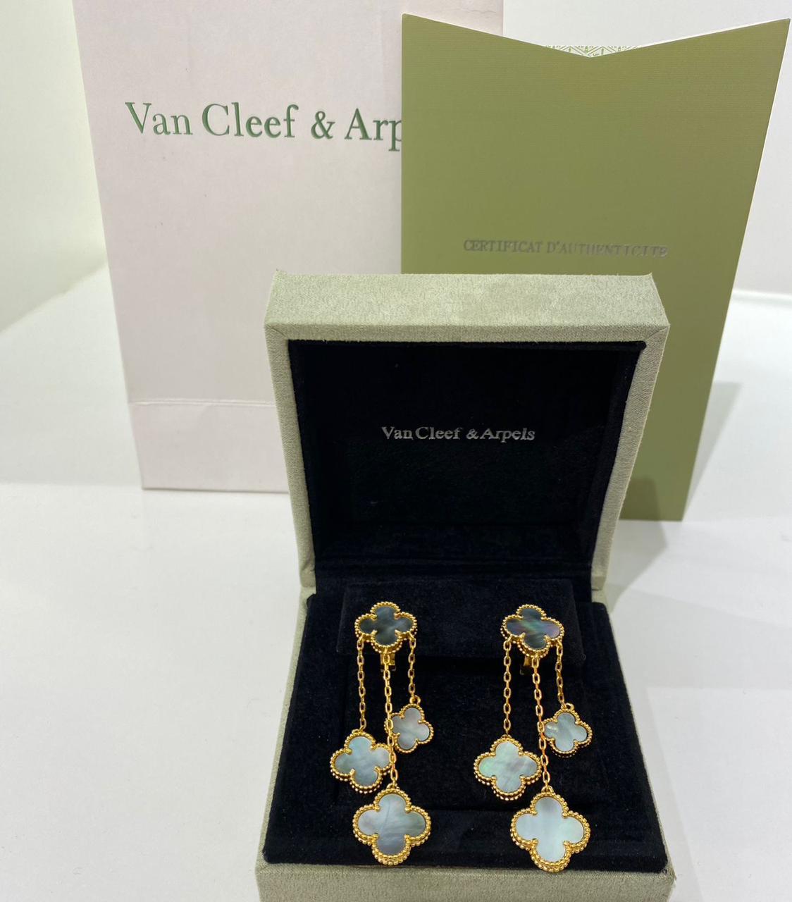 Van Cleef Blue Clover Dangle Earrings