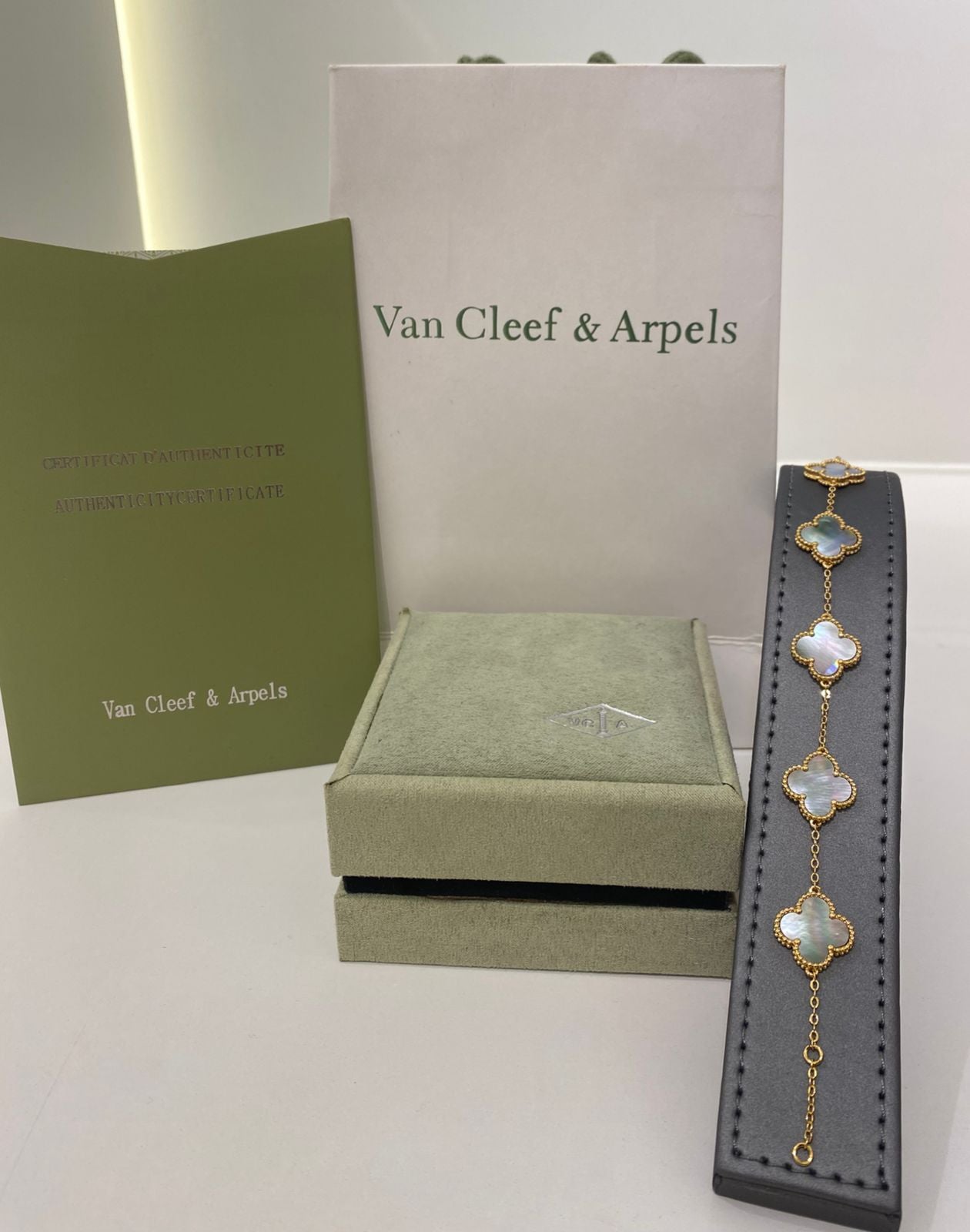 Van Cleef Gold Bracelet (Pearl White)