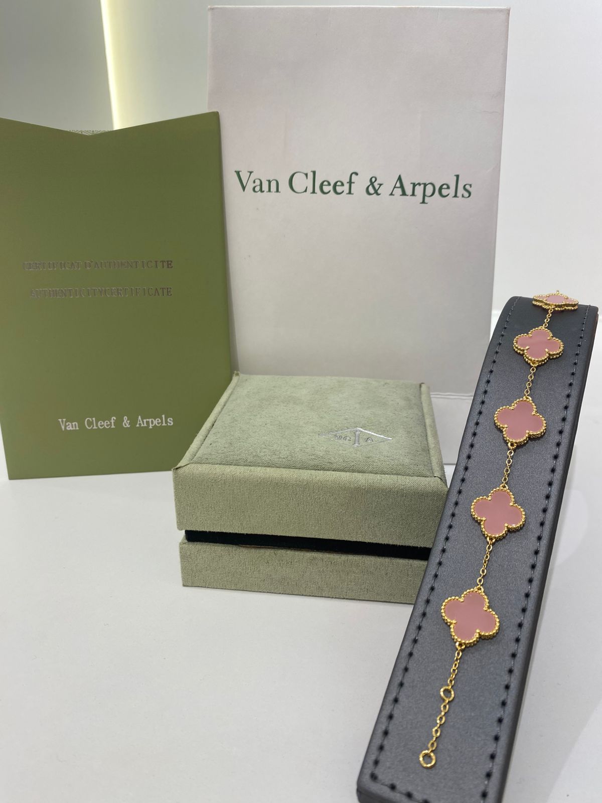 Van Cleef Gold Bracelet (Pink Clover)