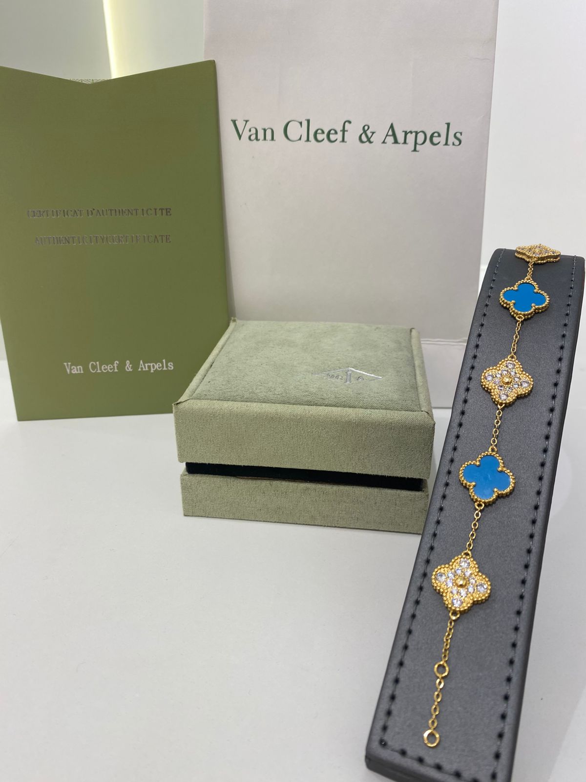 Van Cleef Gold Bracelet (Blue Clover)