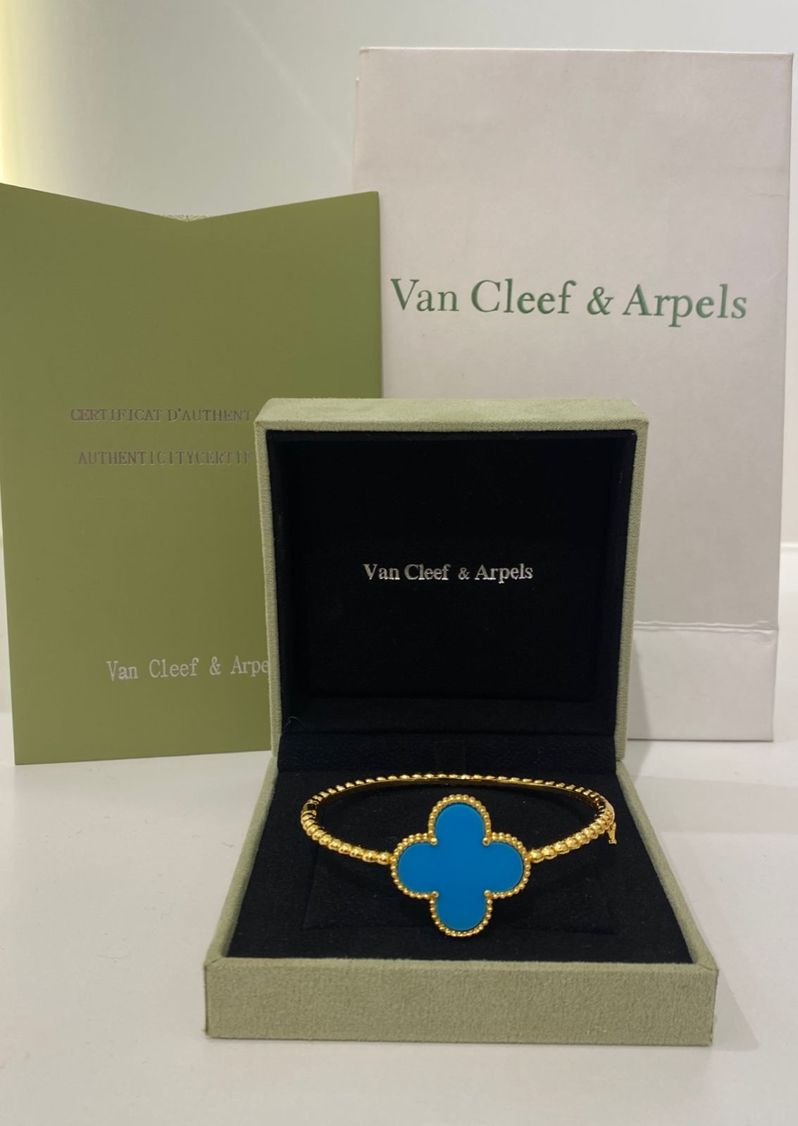 Van Cleef Blue Clover Bracelet