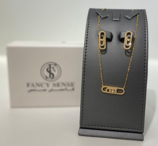 Messika Inspired Diamond Link Necklace & Earrings Set