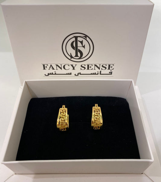 Greek Key Design Hoop Earrings