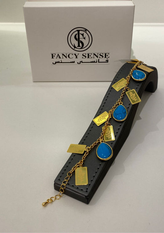 Blue Stone Charm Bracelet