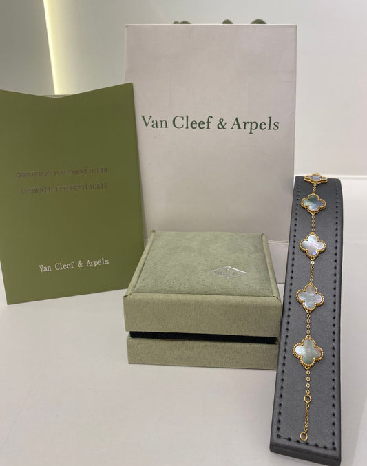 Van Cleef Gold Bracelet (Pearl White)