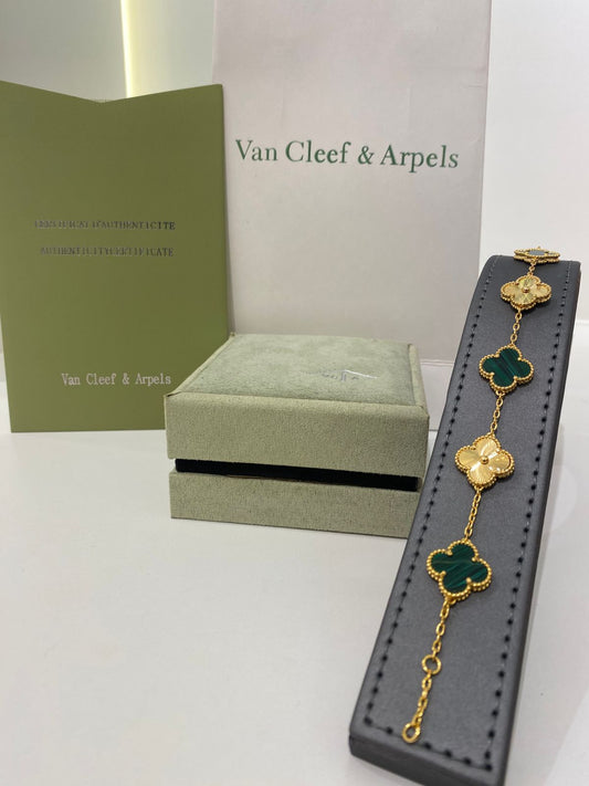 Van Cleef Gold Bracelet (Green Clover)