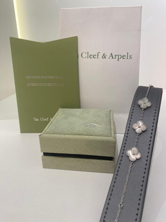 Van Cleef Gold Bracelet (White Pearl Style)