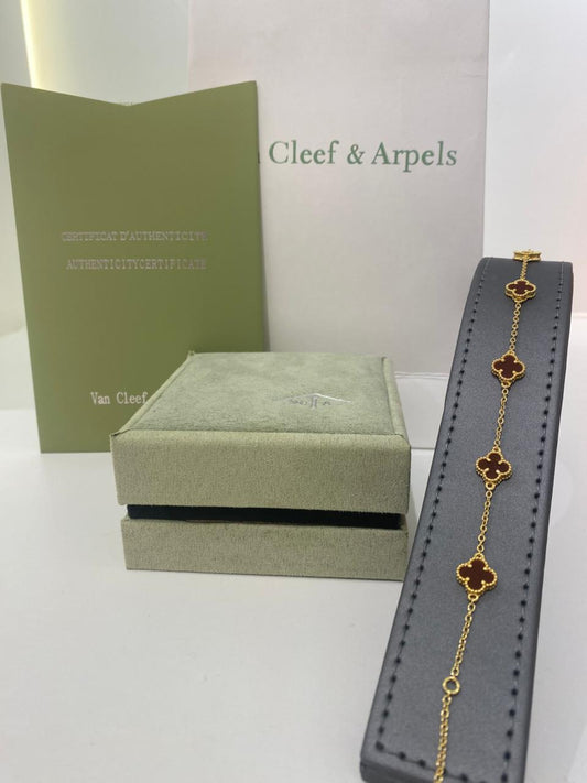 Van Cleef Gold Bracelet (Red Clover Line)