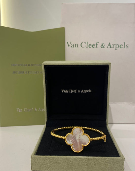 Van Cleef Rose Quartz Clover Bracelet