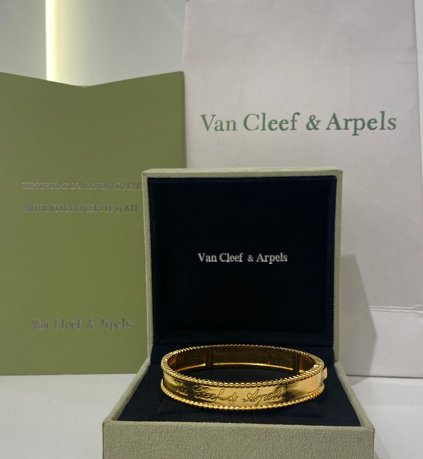 Van Cleef Wide Gold Bangle Bracelet