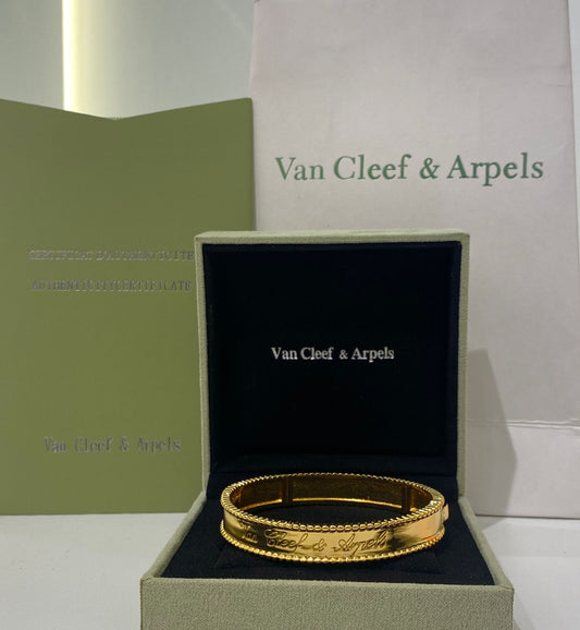 Van Cleef Wide Gold Bangle Bracelet