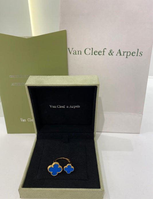 Van Cleef Triple Blue Clover Ring