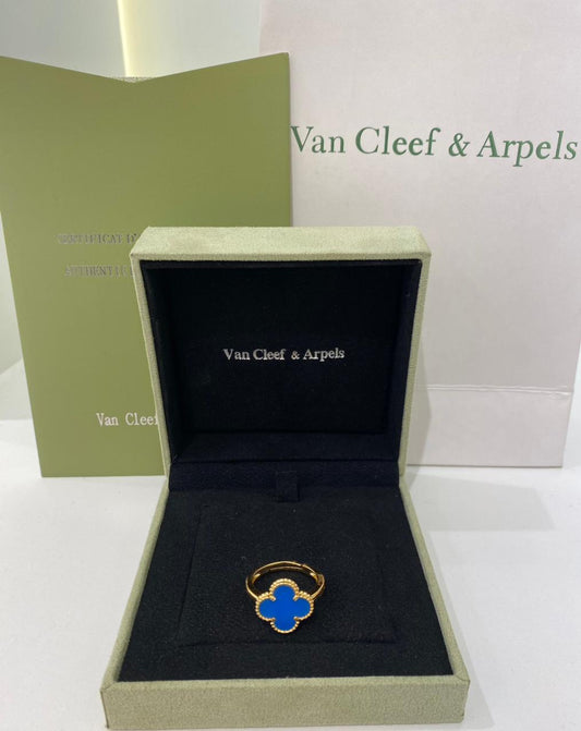 Van Cleef Double Blue Clover Ring