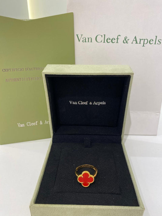 Van Cleef Double Red Clover Ring