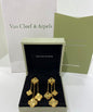 Van Cleef & Arpels Inspired Engraved Gold Clover Drop Earrings