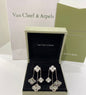 Van Cleef & Arpels Inspired Silver Engraved Clover Drop Earrings