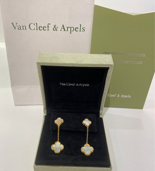 Van Cleef White Clover Earrings