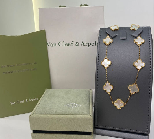 Van Cleef & Arpels White Clover Gold Necklace