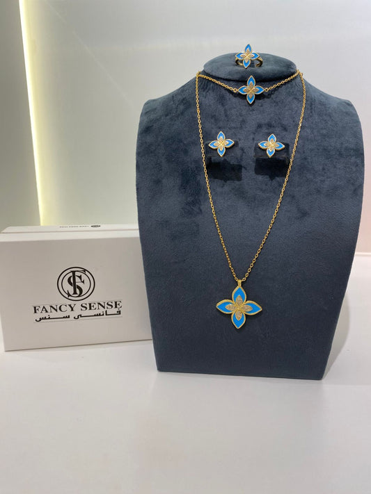 Roberto Blue Clover Jewelry Set