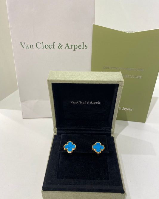Blue Clover Stud Earrings
