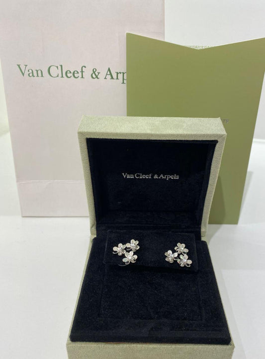 Van Cleef White Floral Earrings