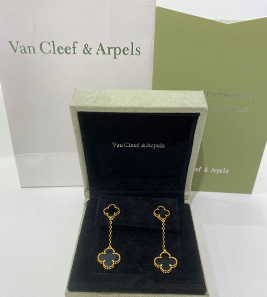 Van Cleef Green Clover Earrings