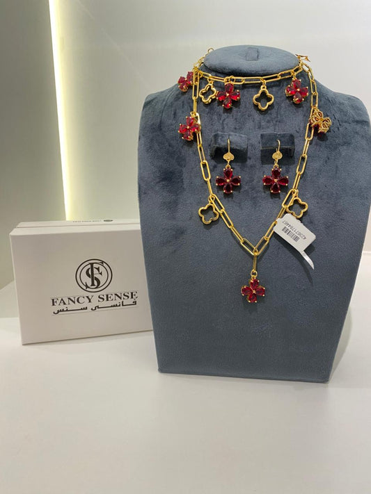Roberto Red Flower Jewelry Set