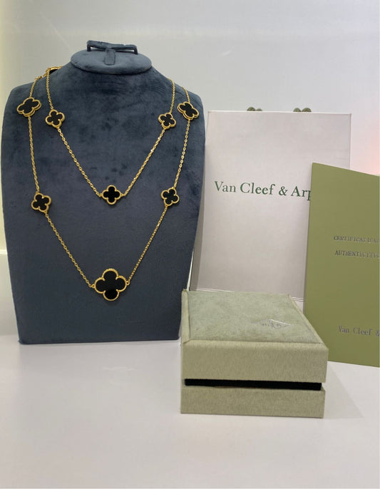 Van Cleef & Arpels Black Clover Gold Necklace