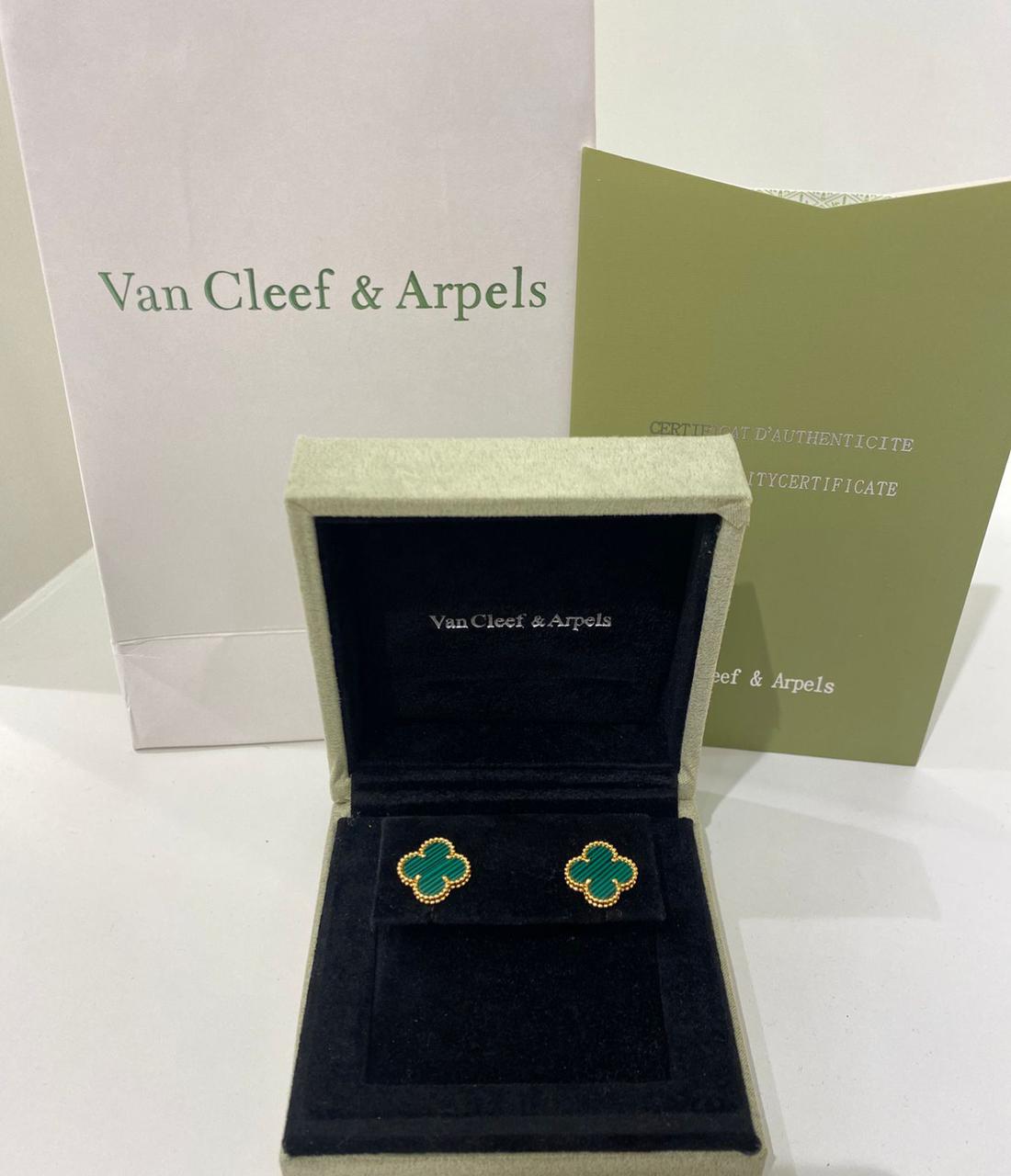 Van Cleef Green Clover Studs Earrings