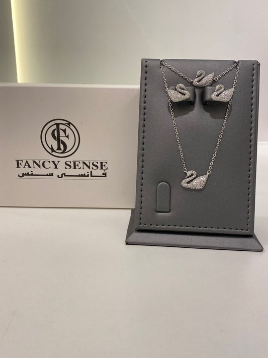Swarovski Silver Swan Set