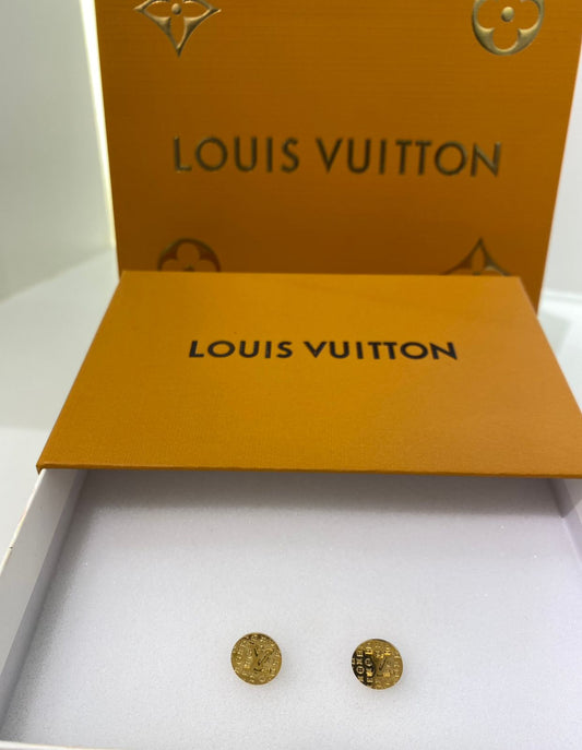 LV Coin Textured Studs Earrings