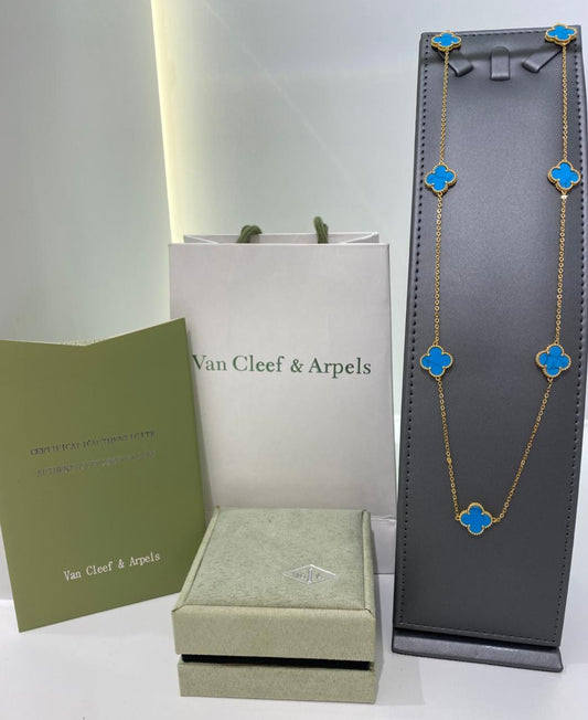Van Cleef Blue Clover Necklace